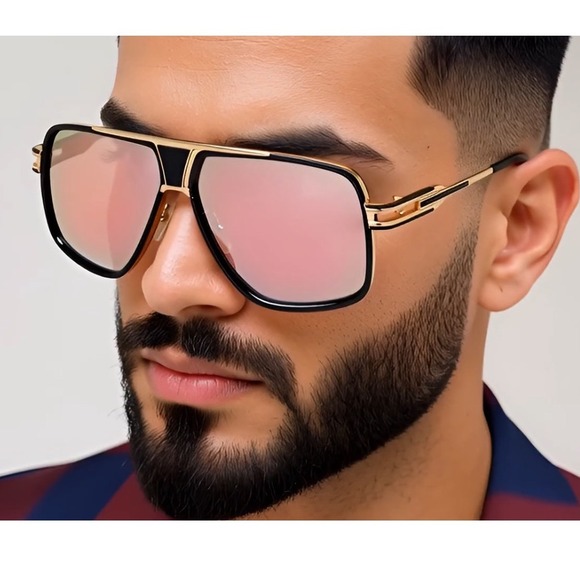 Aviator Sunglasses Gold Frame Pink Lens Fashion Pilot Sun Glasses Luxury Lentes - Picture 5 of 8